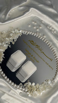 Mirrored faux pearl ring tray
